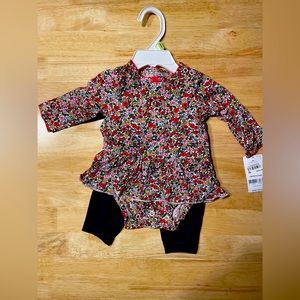 Brand new with tags 3M Peplum floral onesie top and Jean leggings